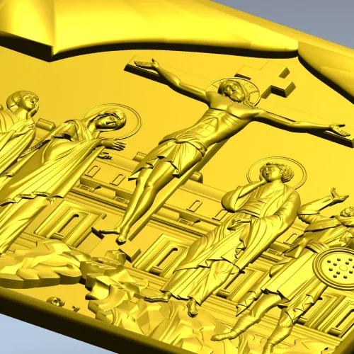 High-relief Crucifixion STL Panel for CNC