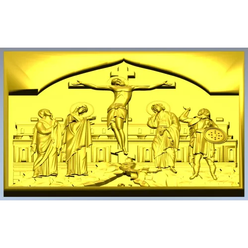 High-relief Crucifixion STL Panel for CNC