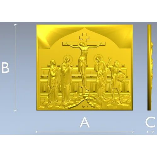High-relief Crucifixion STL Panel for CNC
