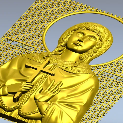 Saint Barbara - high-relief STL icon for CNC milling