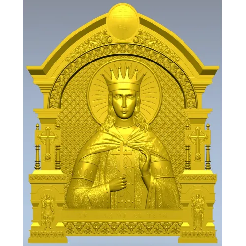 Saint Catherine Icon 3D STL for CNC