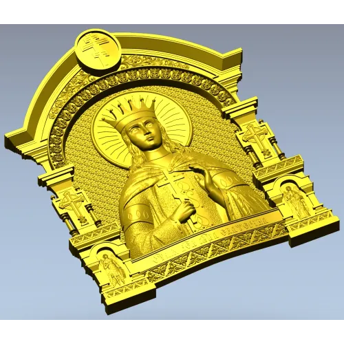 Saint Catherine Icon 3D STL for CNC