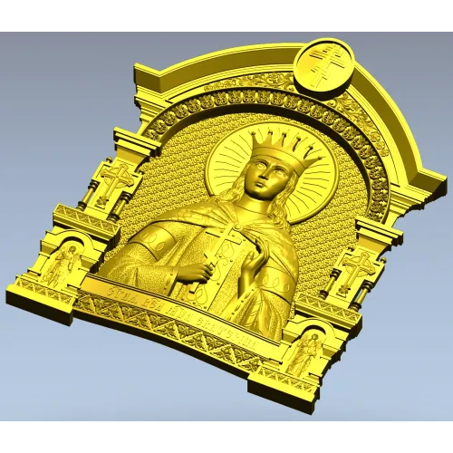 Saint Catherine Icon 3D STL for CNC