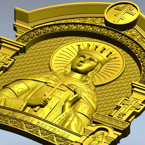 Saint Catherine Icon 3D STL for CNC