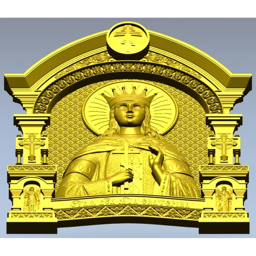 Saint Catherine Icon 3D STL for CNC
