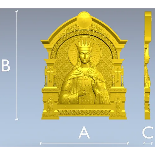Saint Catherine Icon 3D STL for CNC