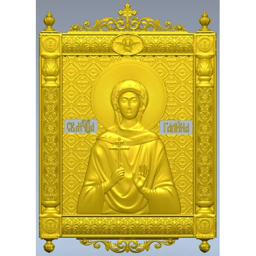 Saint Galina icon STL for CNC - high-relief religious panel