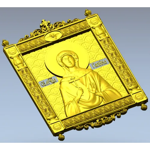 Saint Galina icon STL for CNC - high-relief religious panel