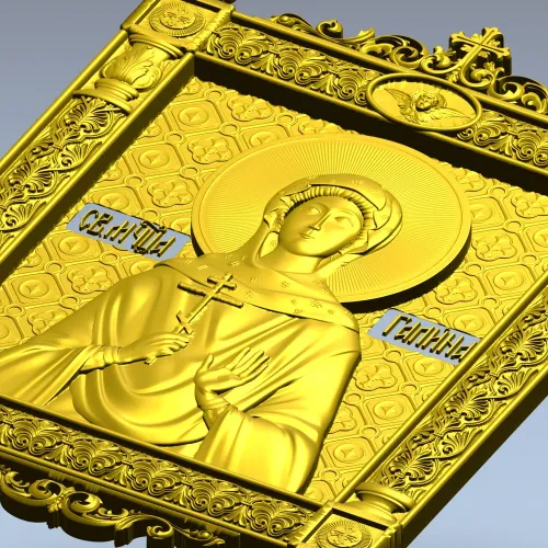 Saint Galina icon STL for CNC - high-relief religious panel