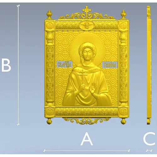 Saint Galina icon STL for CNC - high-relief religious panel
