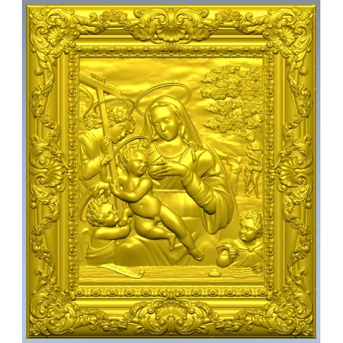 Holy Madonna - detailed STL 3D model for CNC relief carving