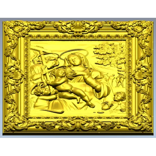 Holy Madonna - detailed STL 3D model for CNC relief carving