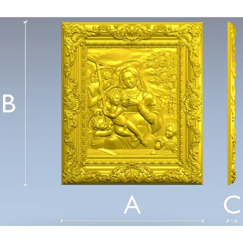 Holy Madonna - detailed STL 3D model for CNC relief carving