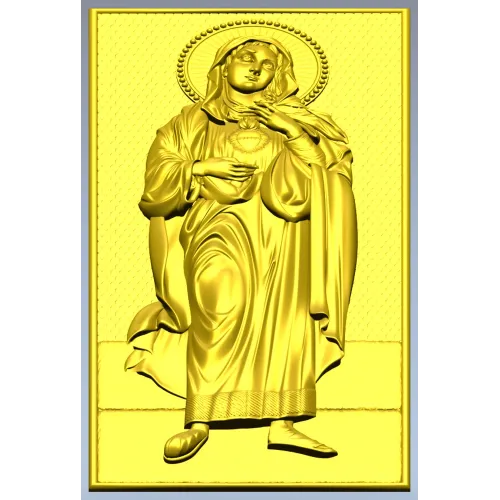 Saint Mary (Immaculate Heart) STL bas-relief for CNC