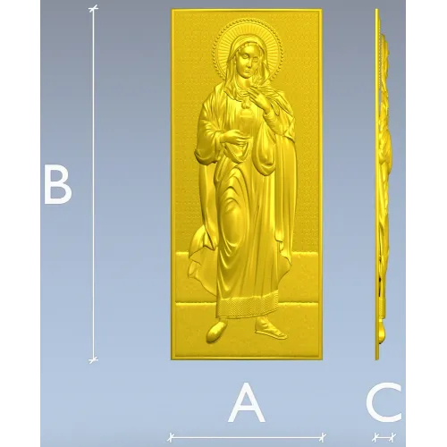 Saint Mary (Immaculate Heart) STL bas-relief for CNC