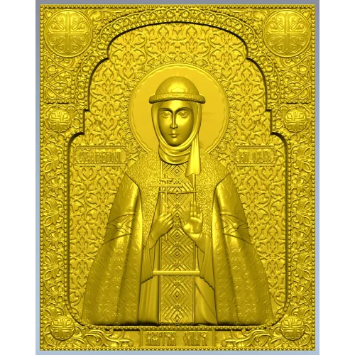 Saint Olga icon panel - 3D STL model for CNC milling