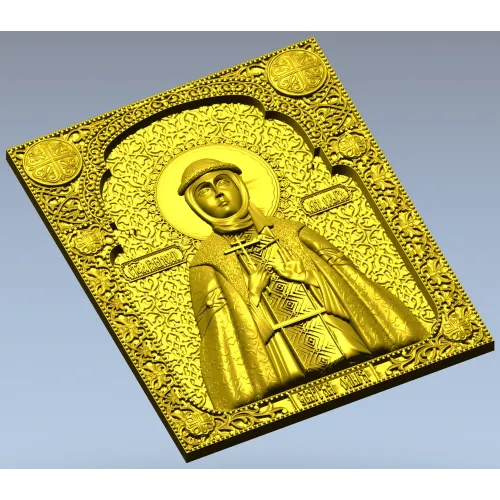 Saint Olga icon panel - 3D STL model for CNC milling