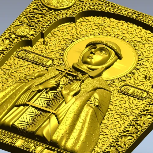Saint Olga icon panel - 3D STL model for CNC milling