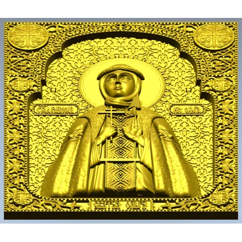 Saint Olga icon panel - 3D STL model for CNC milling