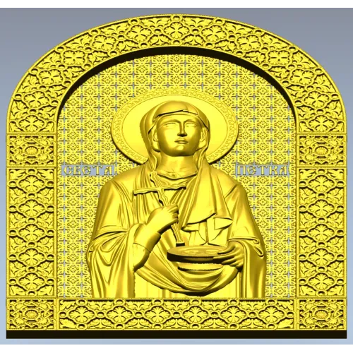 Saint Petka - icon relief STL for CNC