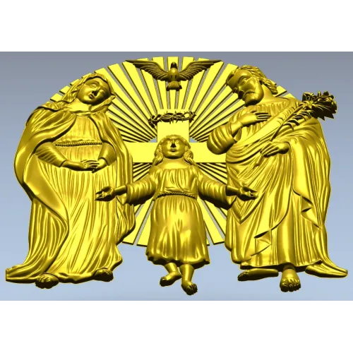 Holy Family bas-relief STL for CNC