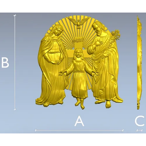 Holy Family bas-relief STL for CNC
