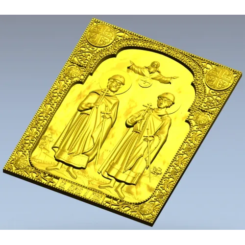 Saints Boris and Gleb - high relief icon STL for CNC