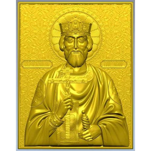 Orthodox bas-relief crowned prince icon STL for CNC