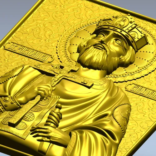 Orthodox bas-relief crowned prince icon STL for CNC