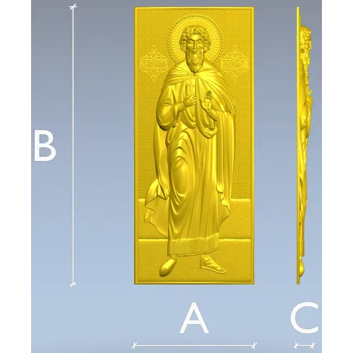 Святой Леонид - барельефная 3D модель (STL) для ЧПУ