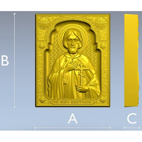 Saint Martyr Anatoly - high-relief STL icon for CNC milling