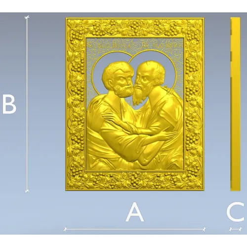 Апостолы Пётр и Павел - рельефная икона STL для ЧПУ