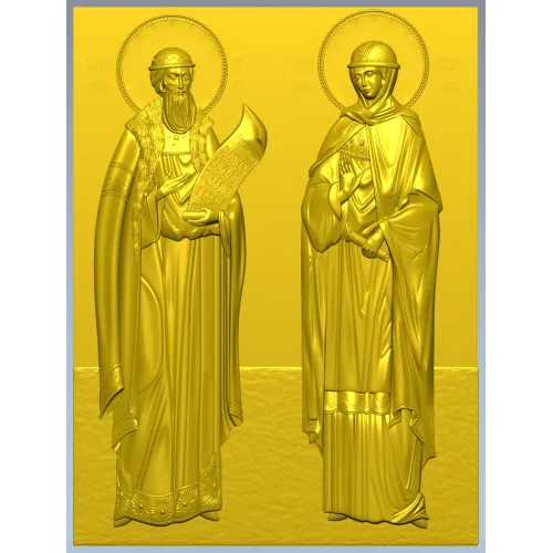 Икона Святых Петра и Февронии - 3D STL панно для ЧПУ