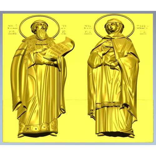 Икона Святых Петра и Февронии - 3D STL панно для ЧПУ