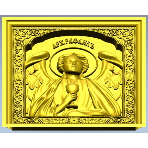 Saint Raphael high-relief icon STL for CNC