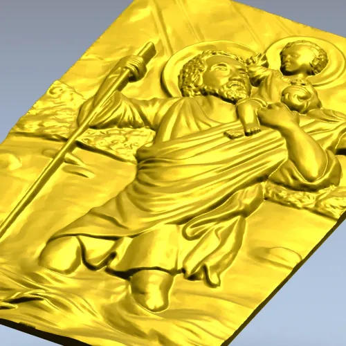 Saint Christopher high-relief STL for CNC milling