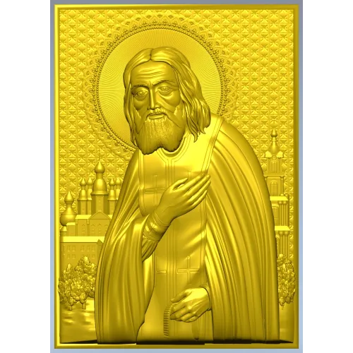 Saint Seraphim of Sarov - high-relief STL icon
