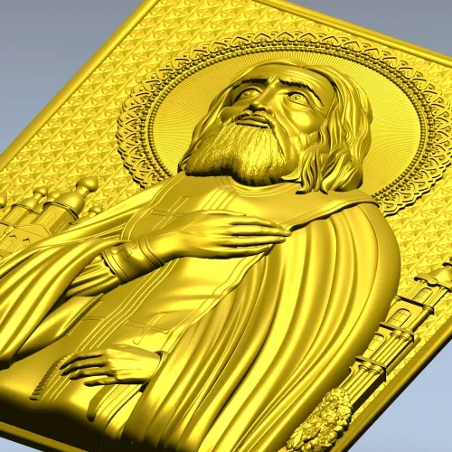 Saint Seraphim of Sarov - high-relief STL icon