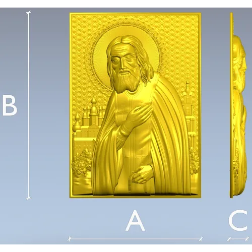 Saint Seraphim of Sarov - high-relief STL icon
