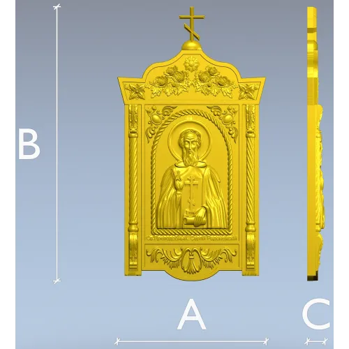 Икона Сергий Радонежский - 3D модель STL для ЧПУ