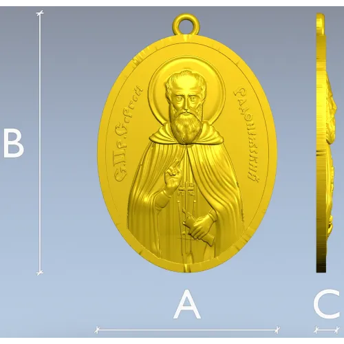 Saint Sergius of Radonezh - STL 3D Medallion for CNC