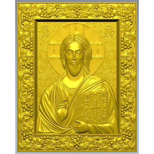 Spas Vsedergitel (Christ Pantocrator) - High-Relief STL Icon