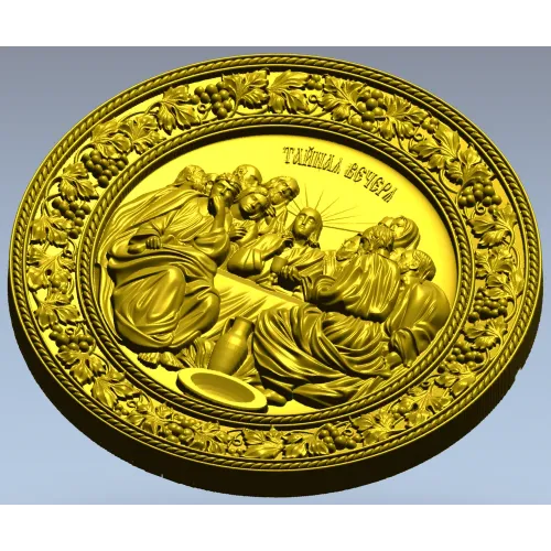 Last Supper round relief STL for CNC carving