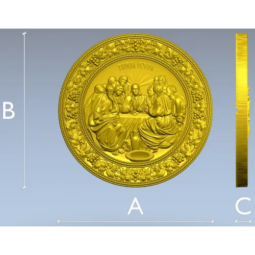 Last Supper round relief STL for CNC carving
