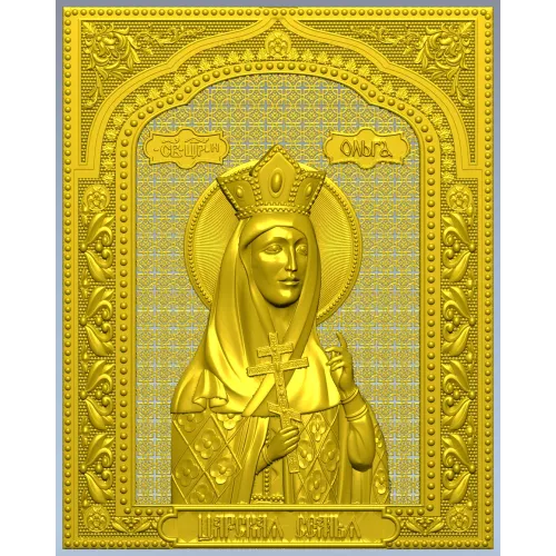 Saint Olga icon relief - STL model for CNC carving