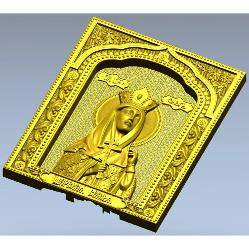 Saint Olga icon relief - STL model for CNC carving