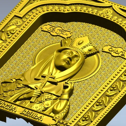 Saint Olga icon relief - STL model for CNC carving