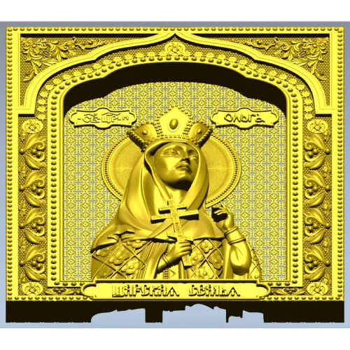 Saint Olga icon relief - STL model for CNC carving
