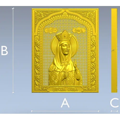Saint Olga icon relief - STL model for CNC carving