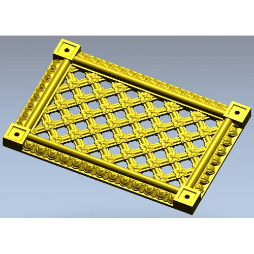 Декоративная решётка с ромбическим узором и розетками - 3D модель STL для ЧПУ